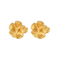 Boucles d'oreilles en forme de fleur tropicale hibiscus hawaïen de Guam, bijoux de Nouvelle-Zélande et de la Guadeloupe pour femmes # 330006E