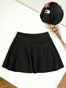 กระโปรงกางเกงทรงเอไลน์เอวปกติสำหรับผู้หญิง ดีไซน์ลำลองแบบสปอร์ต มีกระเป๋า ใส่สบาย สีพื้น ผ้าใยนม เหมาะสำหรับฤดูร้อน - Product Image 4