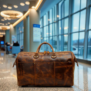 Borsa da Viaggio di Lusso in Pelle di Vacchetta Impermeabile Borsone in Vera Pelle per Uomo Weekend - Product Image 6