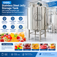 Cuve de stockage de gelée en acier inoxydable de 1000 L avec isolation par chemise chauffante et refroidissante et agitateur à cadre
