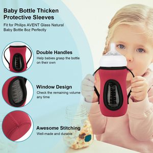 Fundas de Neopreno Reutilizables para Biberones de Vidrio, Aislante para Biberones de Vidrio, Retención Mejorada de Calor/Frío, Protección Contra la Humedad - Product Image 3