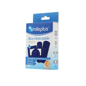 Apósitos de tela PE multiforma azules al por mayor, antibacterianos, elásticos, suaves, impermeables y detectables para heridas. - Product Image 1