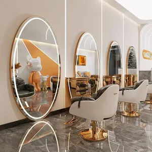 Miroir de salon de coiffure moderne de luxe à lumière LED miroir de salon de coiffure miroir de barbier