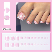 24 Pièces Faux Ongles Longs Ballerine Française, avec Colle Gel, Motifs Fleur Papillon, à Pression en Acrylique, Couverture Complète