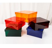 Boîte de rangement pour chaussures en acrylique coloré moderne, lavable, avec couvercle, pré-assemblée, cube de présentation personnalisé, autoportante, étui cadeau, épaisseur 3 mm, protection UV