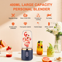 Mini Blender Mixeur Portable pour Smoothies 400ml, Presse-Agrumes Personnel USB, Petit Mixeur de Fruits