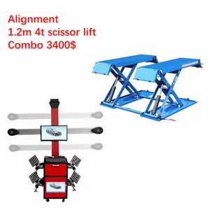 3D 4 Wheel Alignment Machine Median Scissors Lift Combo Mobile Vehicle Tire Locator Aligner And Mobile Car Scissors Lift