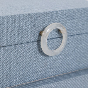 Rectangular Decorative Storage <b>Boxes</b> Fabric Finish With Ring Home Organizer Jewelry <b>Keepsake</b> Box Set Blue - Product Image 6