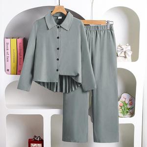 Conjunto <span class=keywords><strong>de</strong></span> Ropa para Niñas <span class=keywords><strong>de</strong></span> 8 a 12 Años, Camisa Casual <span class=keywords><strong>de</strong></span> Manga Larga con Pliegues en la Espalda y Pantalones Largos, Conjunto <span class=keywords><strong>de</strong></span> 2 Piezas, Ropa para Niños - Product Image 3