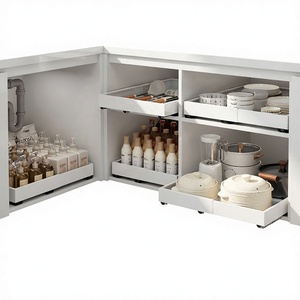 Organizador de Gabinete Extraíble Moderno, Cajón Deslizante Debajo del Fregadero, Estante de Almacenamiento de Metal Resistente para Cocina, Despensa, Gabinete Profesional - Product Image 1