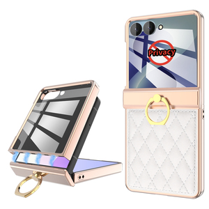 เคสหนังเทียมหรูหราพร้อมที่ยึดแม่เหล็กสำหรับ Galaxy Z Flip 6 7 8 ลายเพชร เคสโทรศัพท์แบบพับได้ - Product Image 2
