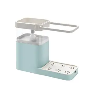 Hot Kitchen Sink Soap Dispenser 2-in-1 Sponge Towel Organizer Multipurpose Sponge Cleaning Cloth Drain Rack for Kitchen Storage