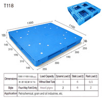 Palette en plastique robuste 1300*1100*155mm double face pour stockage et logistique médicale et supermarché