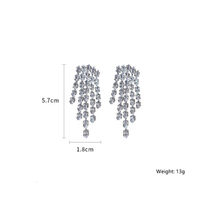 <span class=keywords><strong>Xina</strong></span>-pendientes de cristal de circonita coloridos simples para mujer, aretes largos geométricos con borlas para mujer, joyería de bodas - Product Image 6