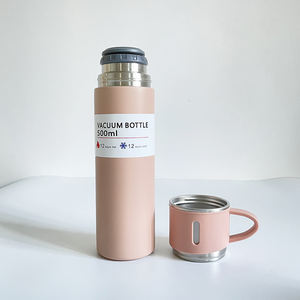 Bottiglia d'Acqua Portatile Regalo per Riunioni Aziendali <span class=keywords><strong>Set</strong></span> Tumbler Isolato 500ml Thermos in Acciaio Inox con <span class=keywords><strong>Due</strong></span> Coperchi - Product Image 5