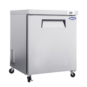Refrigerador Comercial Bajo Mostrador <span class=keywords><strong>de</strong></span> 29 Pulgadas y <span class=keywords><strong>8</strong></span> Pies Cúbicos con 1 Puerta, Ruedas Lisas, Certificado ETL para Restaurante, Cafetería, Bar, Pizzería - Product Image 1