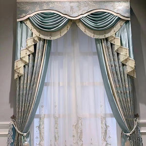 Cortina Sanefa de Fio Tingido para Janelas Grandes Cortinas para a Sala de Estar e Cortinas Europeias para Casa - Product Image 1