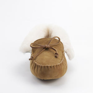 Custom Genuine Cow Suede Leather Indoor Outdoor <strong>Ladies</strong> <strong>Moccasin</strong> House Fur Sheepskin <strong>Slippers</strong> for Women - Product Image 5