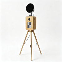 Kiosque photo pliable vintage en bois, prise de vue multi-angles, compatible avec les appareils photo reflex numériques et divers modèles d'iPad