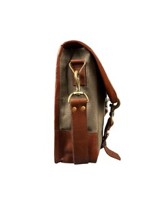 Madosh chính hãng nâu da vải máy tính xách tay cặp cho nam giới sang trọng mềm văn phòng Vai Messenger Túi Xách với bên Crossbody - Product Image 3