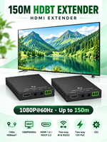 DQINFOS HDBaseT TX RX HD-MI Extender Kit 1080P60Hz 150 Meter PoC Power Dua Arah IR RS232 HDCP 2.2 untuk Siaran Studio TV
