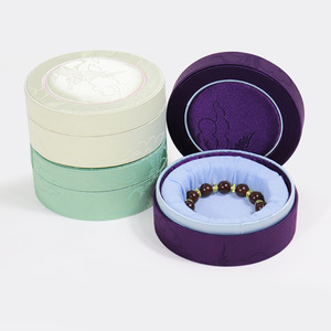 Round Jewelry Box with Velvet Lining Elegant <b>Storage</b> Case for <b>Rings</b> and Bracelets in Pink Purple and Cream Colors - Product Image 3