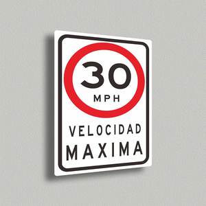 علامة حد السرعة <span class=keywords><strong>30</strong></span> ميلا في الساعة-الإنجليزية-الإسبانية ثنائية اللغة ، لسلامة الطرق وتنظيمها - Product Image 2