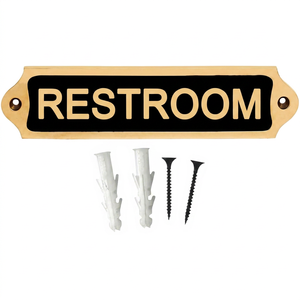 Vintage Brass Restroom Door Sign Decorative Metal Bathroom <b>Name</b> <b>Plate</b> Wall Mounted Toilet Plaque for Hotel Office Restaurant - Product Image 1