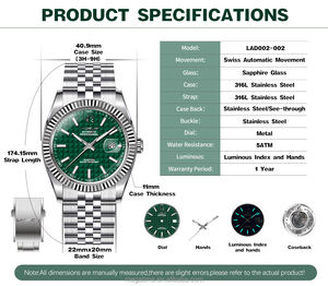 Montre à mouvement mécanique en verre saphir Boîtier en acier 316L Fabricant de montres personnalisées Date automatique Montre <span class=keywords><strong>Steeldive</strong></span> étanche - Product Image 5