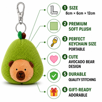 Porte-clés en peluche Zaves écologique et durable en forme d'avocat vert, avec logo personnalisé, unisexe, pour sacs à dos scolaires et clés de voiture, qualité supérieure