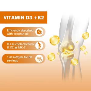 ซอฟต์เจล D3+K2 ผสมน้ำมันมะพร้าว อาหารเสริมสำหรับผู้ใหญ่ ช่วยเสริมสร้างการเผาผลาญและสุขภาพกระดูก ขายดี - Product Image 5