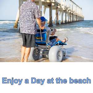 Sedia a Rotelle da Spiaggia di Alta Qualità con Ruote a Pallone per Adulti, Deambulatore e Rollator - Product Image 2