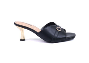 Womens Square Toe Kitten <strong>Heel</strong> <strong>Mules</strong> with Rhinestone Buckle Slip on Dress Sandals for Party and Casual Wear - Product Image 4
