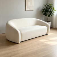 Canapé 2 places moderne en velours blanc crème, avec accoudoirs arrondis intégrés, rembourré, pour salon