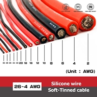 Câble en silicone rouge et noir pour batterie de voiture, câblage automobile, fils électriques 10AWG 8AWG 6AWG 4AWG 2AWG 18 16 14 12 10 8 6 4 AWG