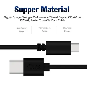 สายชาร์จเร็ว USB3.0 Type C,สายชาร์จเร็ว1เมตร (3FT) สำหรับ Samsung Huawei Oppo ซิงค์ข้อมูลสาย USB C