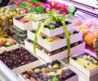 Barquette alimentaire jetable biodégradable micro-ondable pour sushi, sandwich, salade, burger, livraison et plats à emporter, boîte marron et blanche gaufrée