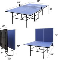 Table de tennis de table professionnelle MDF de 9 pieds, table de ping-pong pliable pour l'intérieur avec filet, 2 raquettes de tennis de table et 3 balles