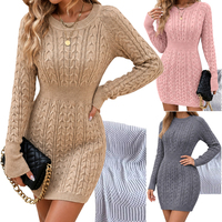 Robe pull élégante et sexy pour femme, avec torsion à la taille et détails aux hanches, pour l'automne et l'hiver, couleur unie, décontractée, tricotée, lavable, tendance