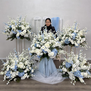 Arreglos de Rosas Artificiales de Seda Azul y Blanca de 70 cm de Alta Calidad, Venta al Por Mayor de Fábrica, Centro de Mesa de Flores Artificiales de Lujo - Product Image 5