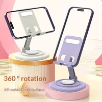 Support de téléphone rotatif à 360 degrés, support de tablette pliable de bureau Macaron, anti-tremblement, multi-angle réglable, métal+ABS, pour personne paresseuse