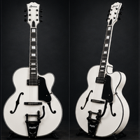 Yunzh Hollow Archtop Jazz Guitar Carved Maple Neck Solid Hollow Body Spruce Top Green Color Handmade 6-String Ebony 18inch