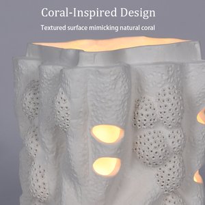 โคมไฟตั้งโต๊ะเซรามิกทำมือ ดีไซน์ลายปะการังสุดสร้างสรรค์ พร้อมดีไซน์โปร่งลายฉลุที่เป็นเอกลักษณ์ โคมไฟประติมากรรมศิลปะสมัยใหม่ - Product Image 4