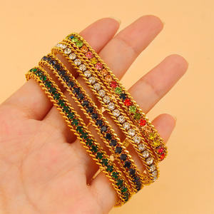 新しいファッションテニスチェーンブレスレットエレガントライトラグジュアリーカラフルジルコンブレスレットバングル18 Kゴールドメッキステンレススチール - Product Image 5