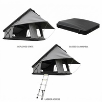 Tente de toit rigide triangulaire en aluminium Rise Up 210x140cm, en tissu Oxford 900D imperméable, avec échelle et éclairage annulaire, pour SUV 4x4 et camping