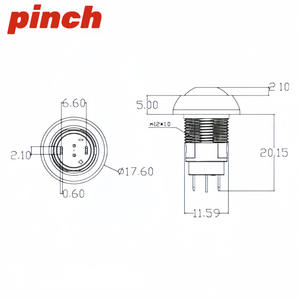 Pinch PBS-33A Push <b>Button</b> Switch 12mm IP65 Waterproof Locking 10A 250V Screw Terminal Plastic Round Head - Product Image 2