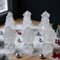 Selenite Naturelle en Gros : Arbre de Noël et Père Noël Sculptés, Pierres de Guérison, Décoration de Fêtes, Figurines Artisanales, Cadeau