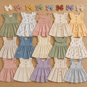 Falda Ligera de Verano para Niñas, Vestido de Color Liso para Niñas, Envío Mixto de Varios Estilos - Product Image 1