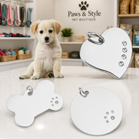 Strass-Haustier-ID-Anhänger aus Edelstahl, Herz, Knochen, rund, lasergraviert, Kristall-Bling-Halsband für Hund und Katze, individuell anpassbar, DIY-Namensschild, kostenlose Probe