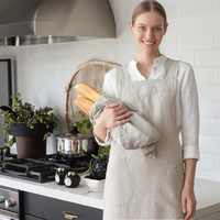 Tablier de cuisine en coton et lin doux à bretelles croisées, style français, logo personnalisé, sans manches, pour femmes